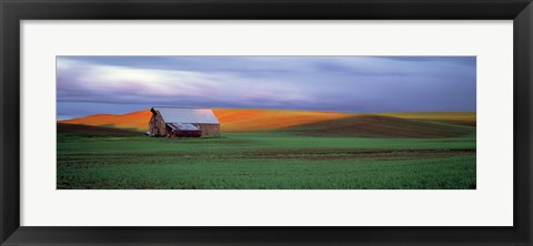 Framed Old Barn Under Cloudy Skies, Washington State Print
