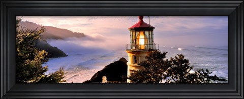 Framed Lighthouse at a coast, Heceta Head Lighthouse, Heceta Head, Lane County, Oregon (horizontal) Print