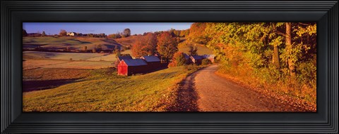 Framed Farmhouse beside a country road, Jenne Farm, Vermont, New England, USA Print