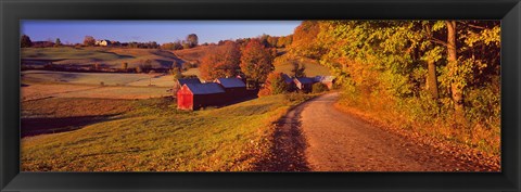 Framed Farmhouse beside a country road, Jenne Farm, Vermont, New England, USA Print