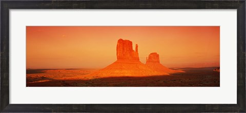 Framed Buttes at sunrise, The Mittens, Monument Valley Tribal Park, Monument Valley, Utah, USA Print