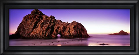 Framed Rock formations on the beach, Pfeiffer Beach, Big Sur, California, USA Print
