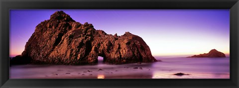 Framed Rock formations on the beach, Pfeiffer Beach, Big Sur, California, USA Print