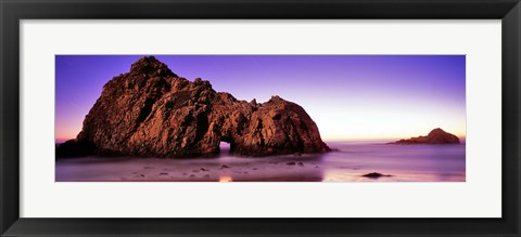 Framed Rock formations on the beach, Pfeiffer Beach, Big Sur, California, USA Print