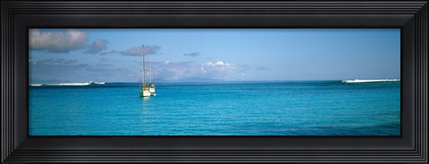 Framed Boat in the ocean, Huahine Island, Society Islands, French Polynesia Print
