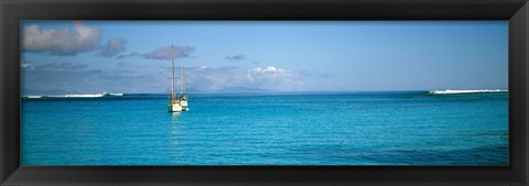 Framed Boat in the ocean, Huahine Island, Society Islands, French Polynesia Print