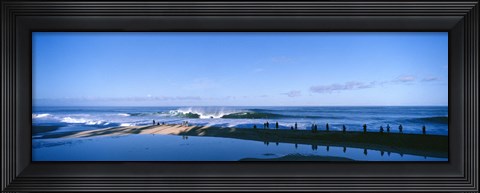 Framed Waves Crashing under a Blue Sky Print