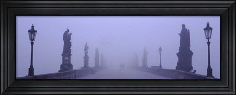 Framed Statues and lampposts on a bridge, Charles Bridge, Prague, Czech Republic Print