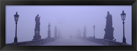 Framed Statues and lampposts on a bridge, Charles Bridge, Prague, Czech Republic Print