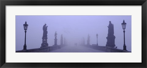 Framed Statues and lampposts on a bridge, Charles Bridge, Prague, Czech Republic Print