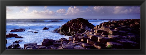 Framed Rock formations on the coast, Giants Causeway, County Antrim, Northern Ireland Print