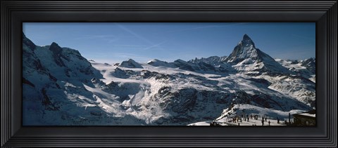 Framed Skiers on mountains in winter, Matterhorn, Switzerland Print