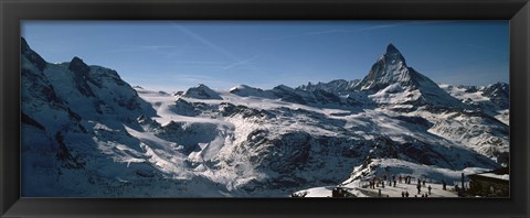 Framed Skiers on mountains in winter, Matterhorn, Switzerland Print