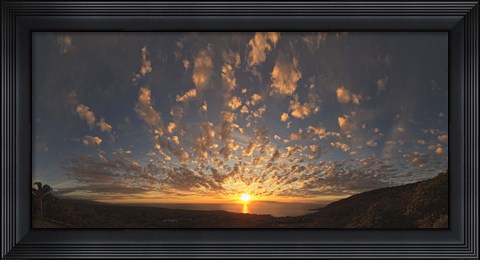 Framed Sunset over the Pacific ocean, Kealakekua Bay, Kona Coast, Kona, Hawaii, USA Print