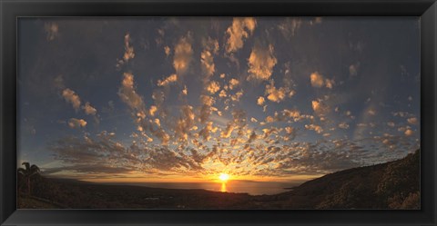 Framed Sunset over the Pacific ocean, Kealakekua Bay, Kona Coast, Kona, Hawaii, USA Print