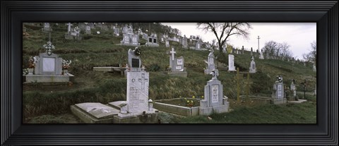 Framed Tombstone in a cemetery, Saxon Church, Biertan, Transylvania, Mures County, Romania Print