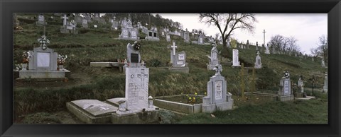 Framed Tombstone in a cemetery, Saxon Church, Biertan, Transylvania, Mures County, Romania Print