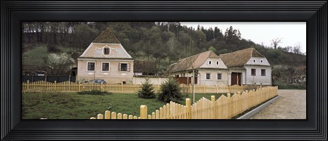 Framed Houses in a village, Biertan, Transylvania, Mures County, Romania Print