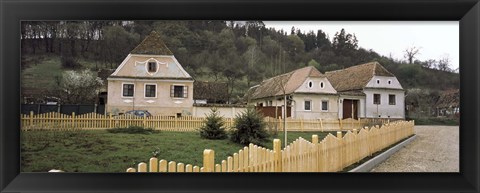 Framed Houses in a village, Biertan, Transylvania, Mures County, Romania Print