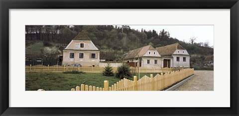 Framed Houses in a village, Biertan, Transylvania, Mures County, Romania Print