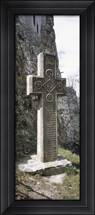 Framed Stone cross at a castle, Bran Castle, Brasov, Transylvania, Mures County, Romania Print