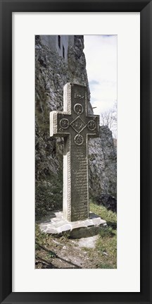 Framed Stone cross at a castle, Bran Castle, Brasov, Transylvania, Mures County, Romania Print