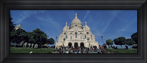 Framed Crowd at a basilica, Basilique Du Sacre Coeur, Montmartre, Paris, Ile-de-France, France Print