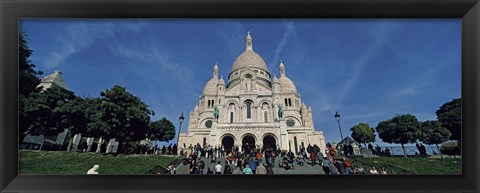 Framed Crowd at a basilica, Basilique Du Sacre Coeur, Montmartre, Paris, Ile-de-France, France Print