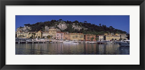 Framed Boats docked at a port, English Promenade, Nice, Alpes-Maritimes, Provence-Alpes-Cote d&#39;Azur, France Print