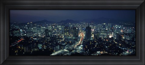 Framed Aerial view of a city, Seoul, South Korea 2011 Print
