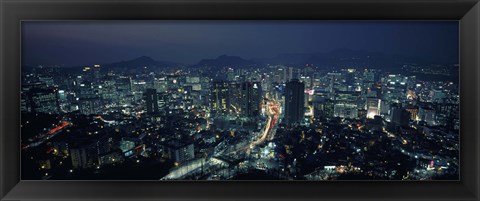 Framed Aerial view of a city, Seoul, South Korea 2011 Print