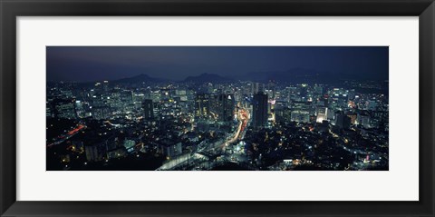 Framed Aerial view of a city, Seoul, South Korea 2011 Print