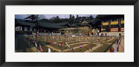 Framed Tourists at a temple, Haeinsa Temple, Kayasan Mountains, Gyeongsang Province, South Korea Print