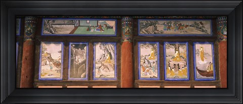 Framed Paintings in a Buddhist temple, Kayasan Mountains, Haeinsa Temple, Gyeongsang Province, South Korea Print