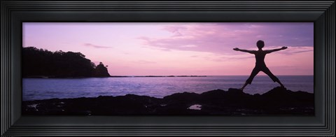 Framed Rear view of a woman exercising on the coast, La Punta, Papagayo Peninsula, Costa Rica Print