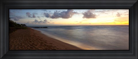 Framed Sunrise over an ocean, Waipouli Beach, Kauai, Hawaii, USA Print