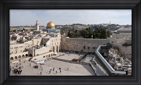 Framed Tourists praying at the Wailing Wall in Jerusalem, Israel Print