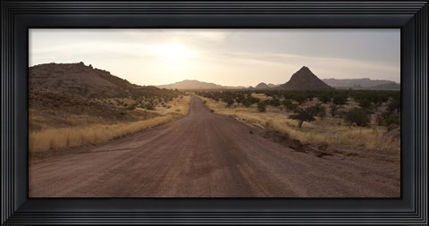 Framed Dirt road passing through a desert, Namibia Print