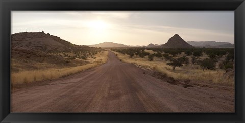 Framed Dirt road passing through a desert, Namibia Print