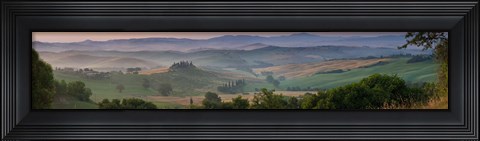 Framed Farmhouse in valley, Val d&#39;Orcia, Tuscany, Italy Print