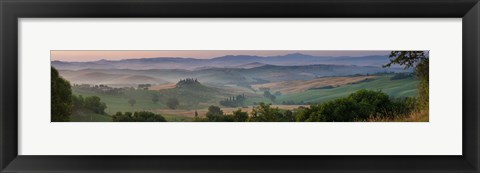 Framed Farmhouse in valley, Val d&#39;Orcia, Tuscany, Italy Print