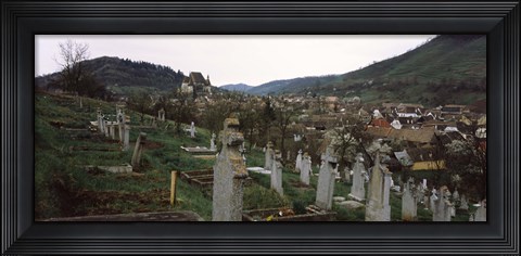 Framed Tombstones in a cemetery, Saxon Church, Biertan, Sibiu County, Transylvania, Romania Print