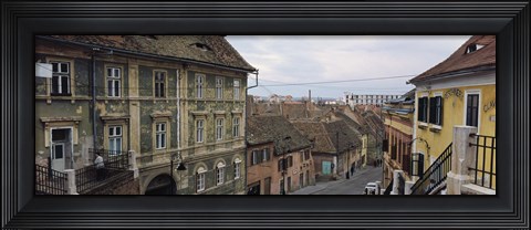Framed Buildings in a city, Town Center, Big Square, Sibiu, Transylvania, Romania Print