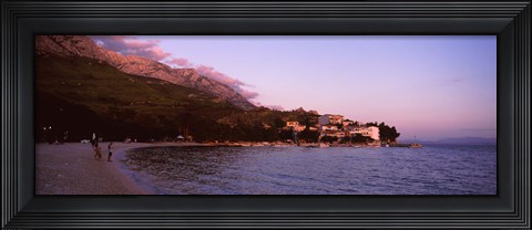 Framed Tourists on the beach, Makarska, Dalmatia, Croatia Print