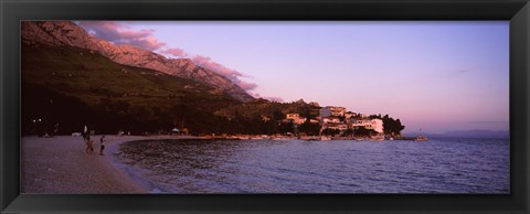 Framed Tourists on the beach, Makarska, Dalmatia, Croatia Print