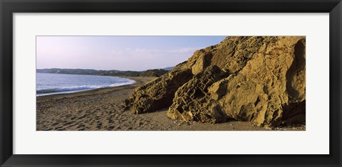 Framed Rock formations on the beach, Chios Island, Greece Print