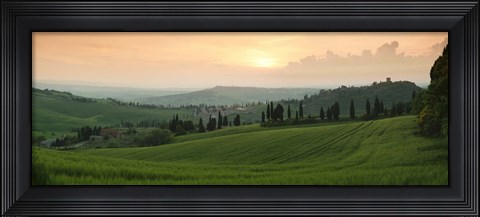 Framed Trees on a hill, Monticchiello Di Pienza, Val d&#39;Orcia, Siena Province, Tuscany, Italy Print
