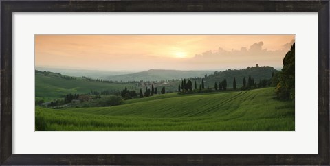 Framed Trees on a hill, Monticchiello Di Pienza, Val d&#39;Orcia, Siena Province, Tuscany, Italy Print