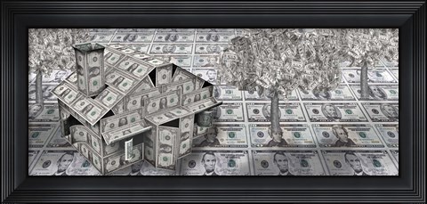 Framed Dollar house with money tree Print