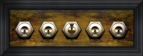 Framed Close-up of five switches Print